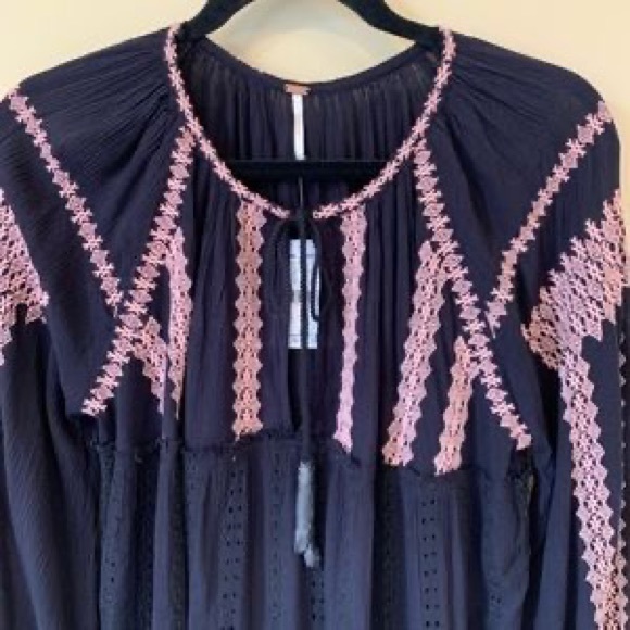 NWT Free People Women's Black Wild Horses Embroidered Mini Dress Medium - Picture 9 of 11